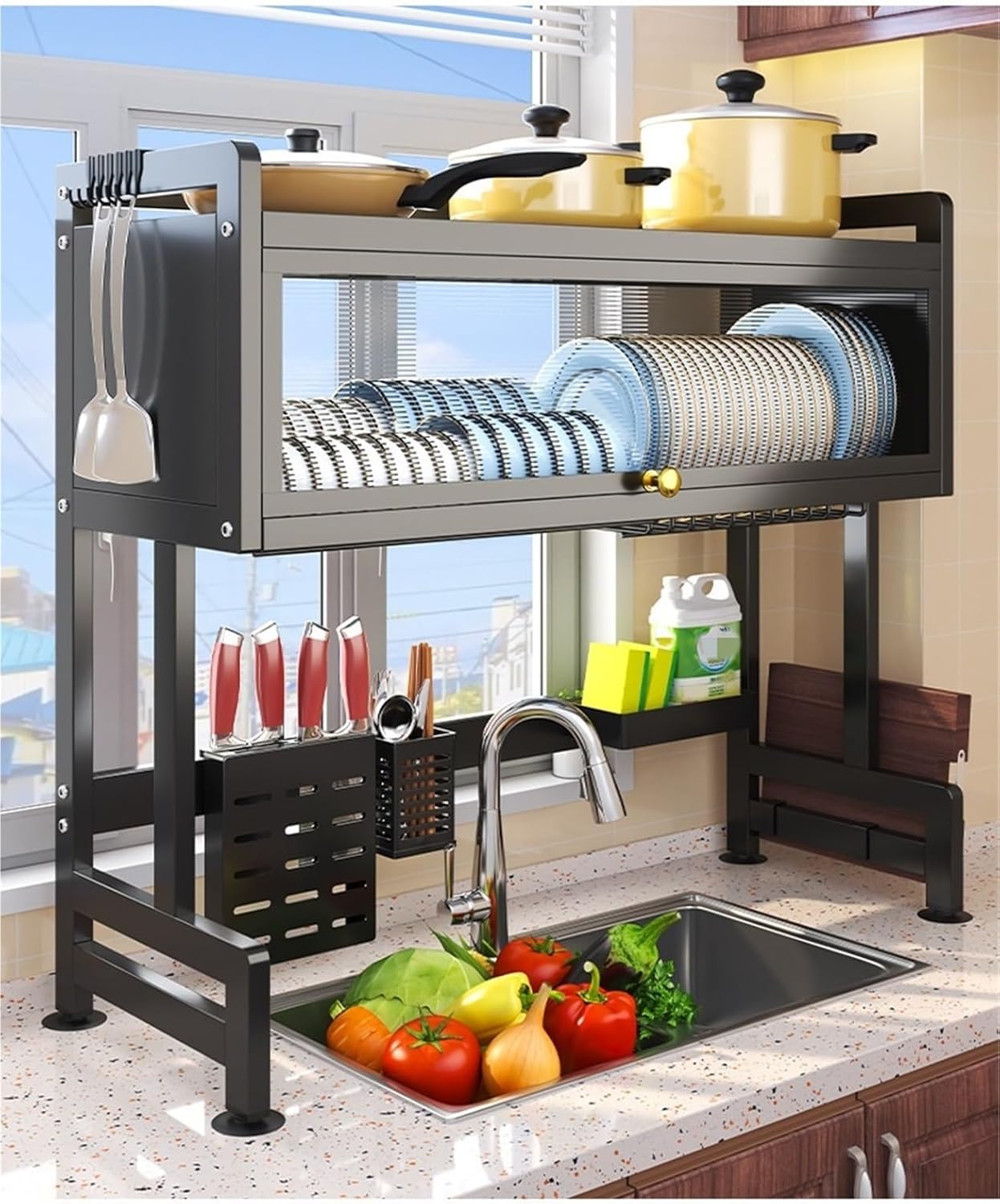 Escurridor de platos con tapa